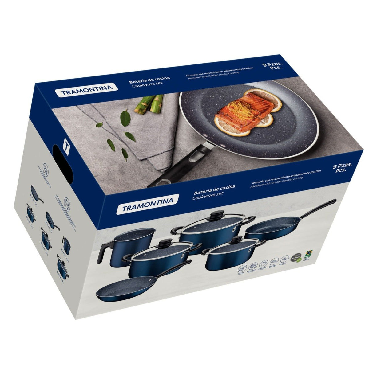 JUEGO DE OLLAS Y SARTENES ANTIADHERENTES DE ALUMINIO 9PCS TRAMONTINA