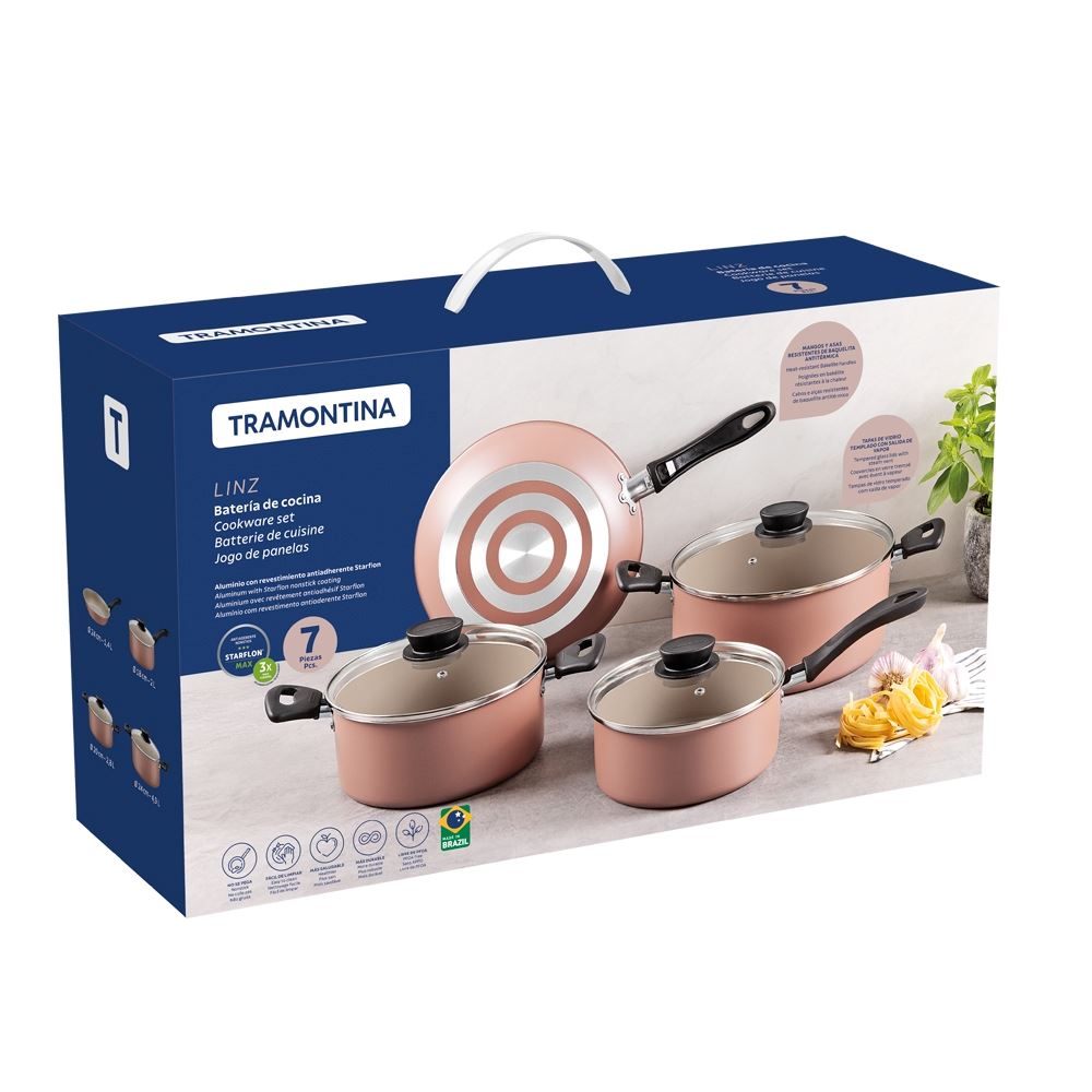 JUEGO DE OLLAS Y SARTENES ANTIADHERENTES DE ALUMINIO 7PCS TRAMONTINA