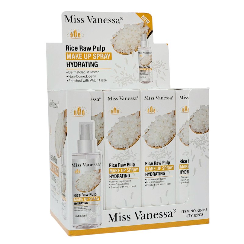 FIJADOR DE MAQUILLAJE HIDRATANTE DE PULPA CRUDA DE ARROZ MISS VANESSA 100ML (DUPE DE BIOAQUA)