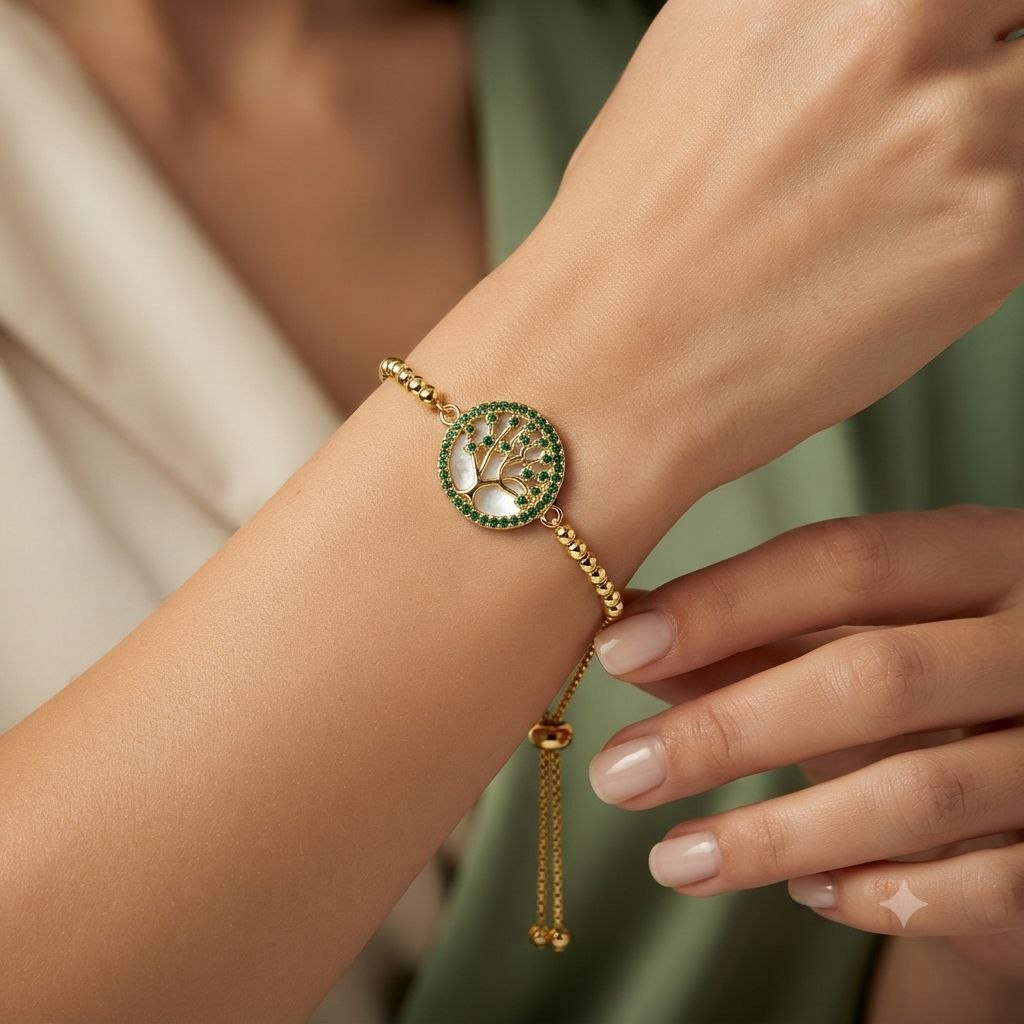 PULSERA DE ENCHAPE PARA DAMA CON DISEÑO DE ARBOL
