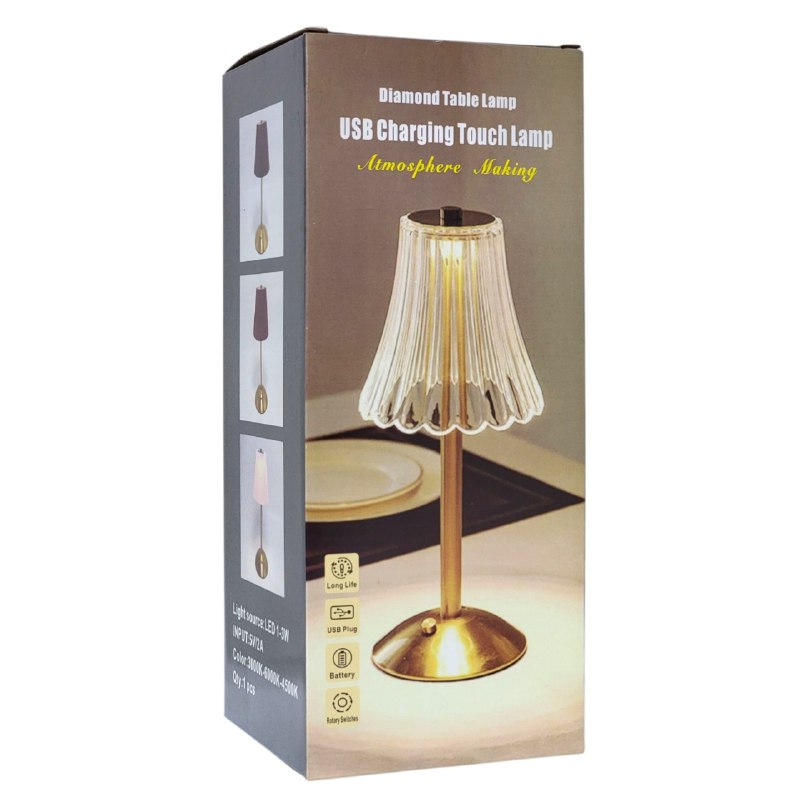 LAMPARA DECORATIVA LED DE MESA DIAMANTE CON 2 INTENSIDADES AJUSTABLES
