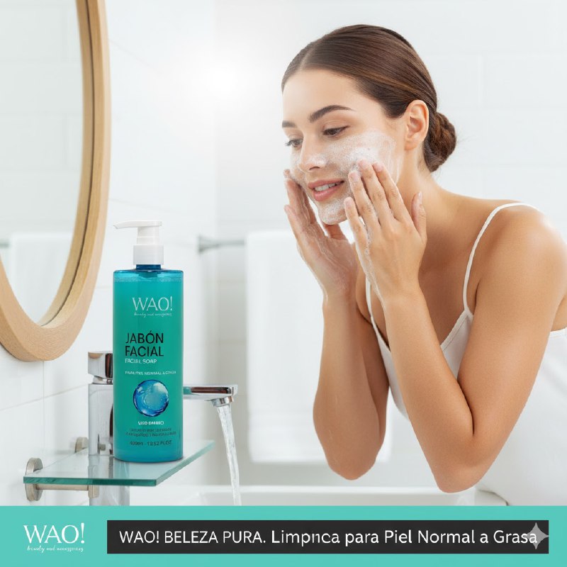 JABON FACIAL LIMPIADOR Y DESMAQUILLANT PARA PIEL NORMAL Y GRASA WAO 400ML