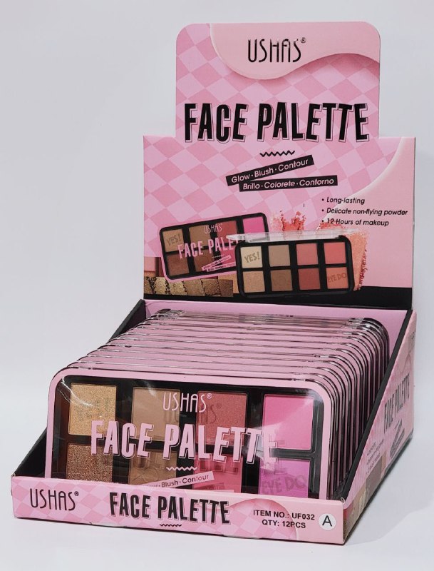 BLUSH EN PALETA DE MAQUILLAJE 3 BLUSH, 2 CONTORNOS Y 3 ILUMINADORES USHAS