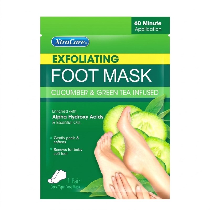 MASCARILLA PARA PIES EXFOLIANTE DE PEPINO Y TE VERDE SUAVIZANTE XTRACARE 1PAR