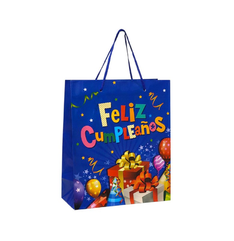 BOLSA DE REGALO FELIZ CUMPLEAÑOS PEQUEÑA 18X8X21.5CM
