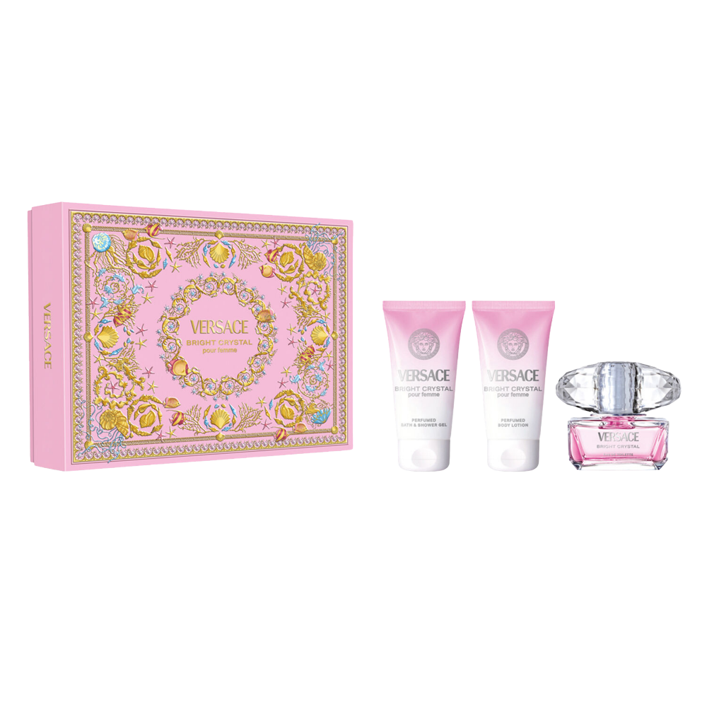SET VERSACE BRIGHT CRYSTAL EDT 90ML EDT 5ML GEL DE DUCHA 100ML CREMA CORPORAL 100ML (M)