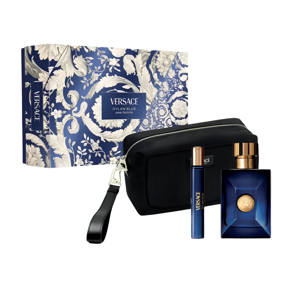 SET VERSACE DYLAN BLUE POUR HOMME EDT 100ML EDT 10ML BOLSO DE VIAJE (H)