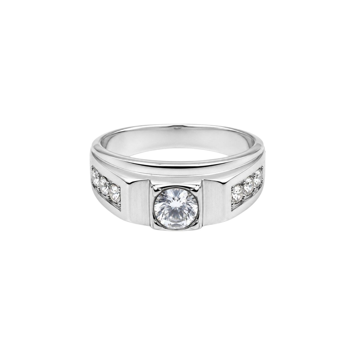 ANILLO DE ENCHAPE PARA CABALLERO CON DISEÑO PIEDRAS BLANCAS