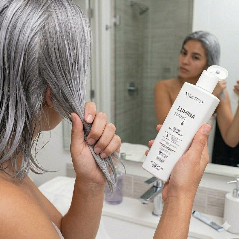 TRATAMIENTO PARA EL CABELLO INTENSIFICADOR DE COLOR PLATA Y CENIZOS CON ACEITE DE COCO, JOJOBA Y MANTECA DE CACAO TEC ITALY 300ML
