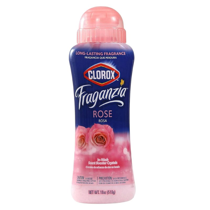 DETERGENTE POTENCIADOR DE AROMA A ROSA, PERLAS AMBIENTADORAS PARA LAVAR ROPA LAVADORA CLOROX FRAGANZIA 510G