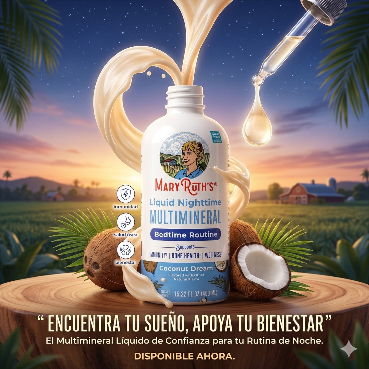 SUPLEMENTO MULTIMINERAL EN LIQUIDO SABOR SUEÑO DE COCO MARY RUTHS 450ML
