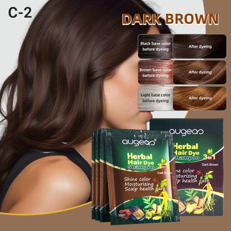 SHAMPOO TINTE PARA EL CABELLO EN BOLSA AUGEAS HERBAL DARK BROWN C-2 30ML