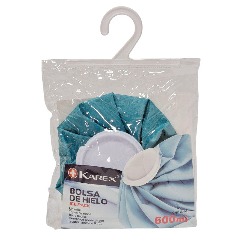 BOLSA DE HIELO CON TAPON PARA DOLOR DE CUERPO REUTILIZABLE +KAREX 600ML