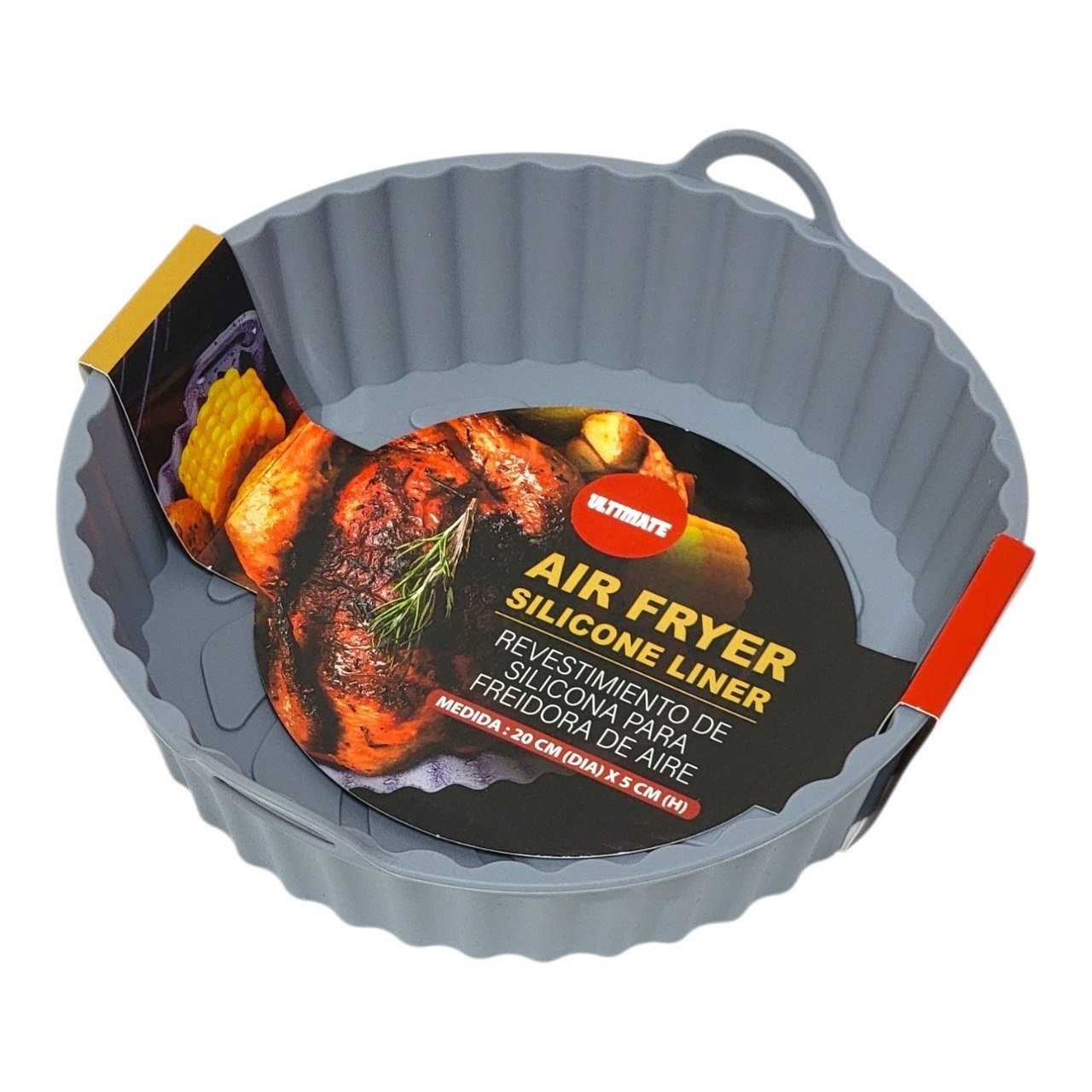 RECIPIENTE MOLDE DE SILICONA PARA FREIDORA DE AIRE COLOR GRIS ULTIMATE 20X5CM