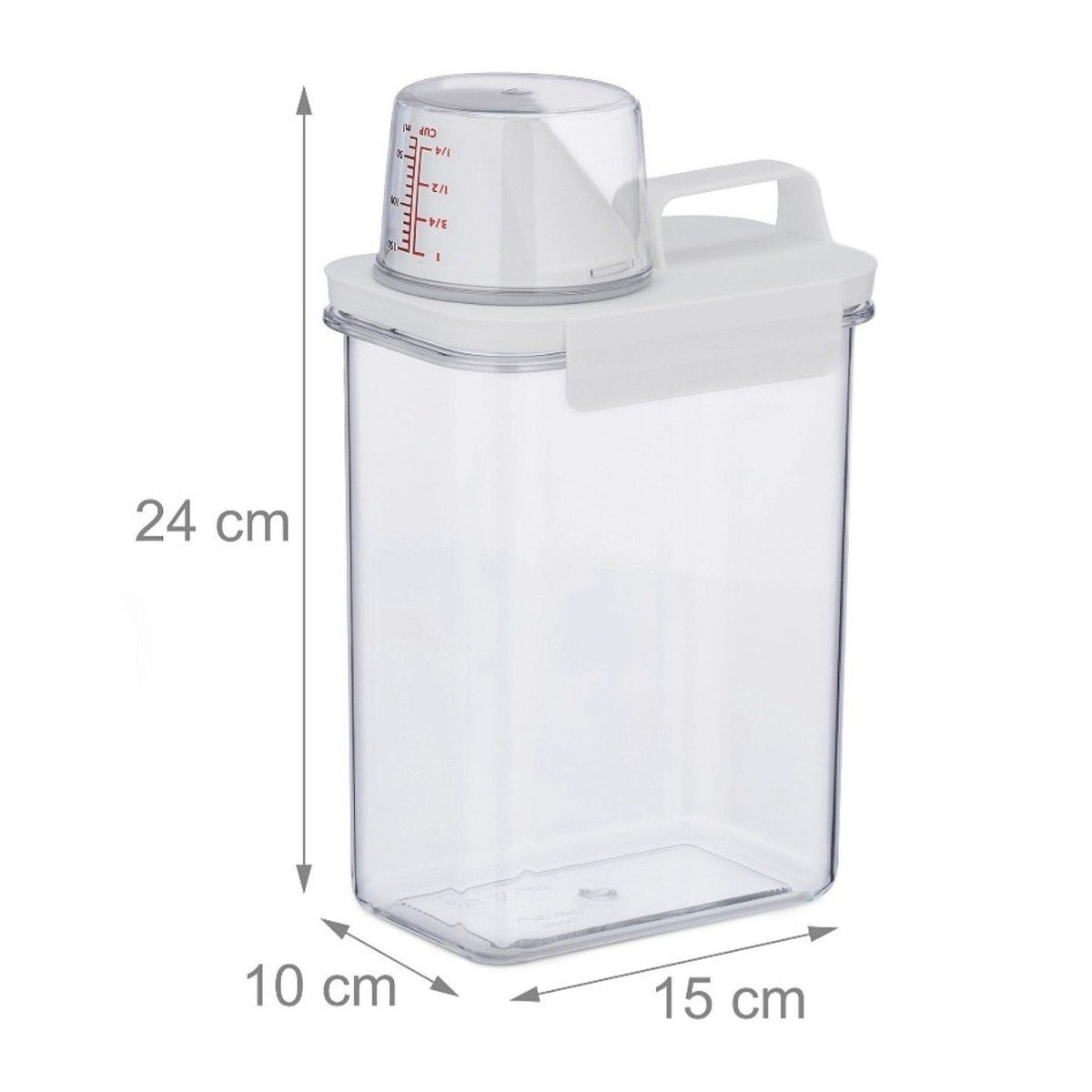 RECIPIENTE DE ALMACENAMIENTO PARA ALIMENTOS HERMETICO CON VASO MEDIDOR WINDROSE 1.8L 24X10X15CM