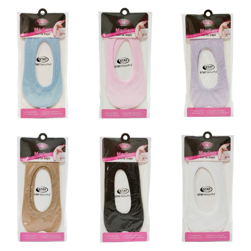 MEDIAS DE CORTE BAJO TRANSPIRABLES ANTIDESLIZANTES PARA MUJERES TALLA UNICA 1 PAR STAY BEAUTIFUL, 6 ESTILOS