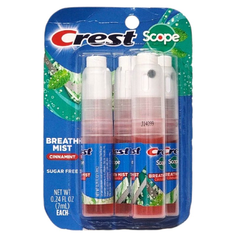 SPRAY BUCAL, PARA LA BOCA DE MENTA CON CANELA QUE ELIMINA GERMENES Y MAL ALIENTO CREST SCOPE 7MLX4