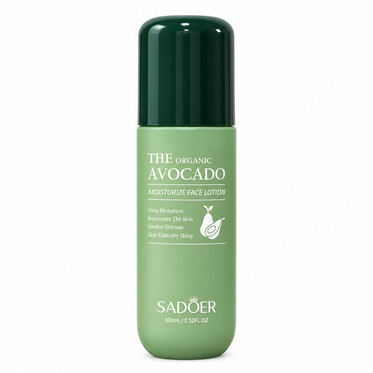 CREMA FACIAL DE AGUACATE, LOCION HIDRATANTE, TEXTURA HIDRATANTE, SUAVE Y ELASTICA SADOER THE ORGANIC AVOCADO 100ML