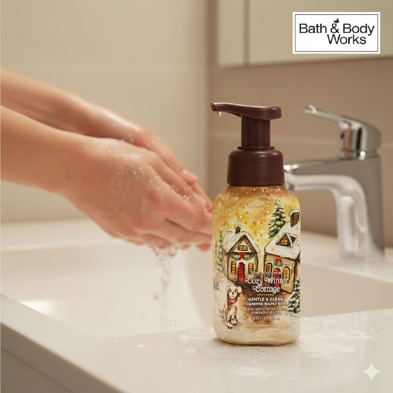BATH & BODY WORKS JABON DE MANOS SUAVE Y LIMPIO COZY WINTER COTTAGE 259ML