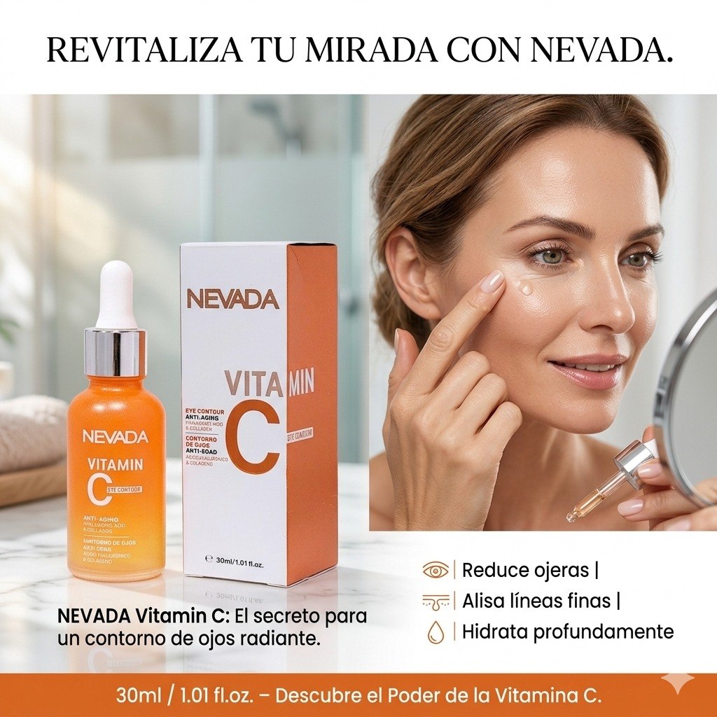 SUERO PARA EL CONTORNO DE OJOS ANTIEDAD CON VITAMINA C ACIDO HIALURONICO Y COLAGENO NEVADA 30ML