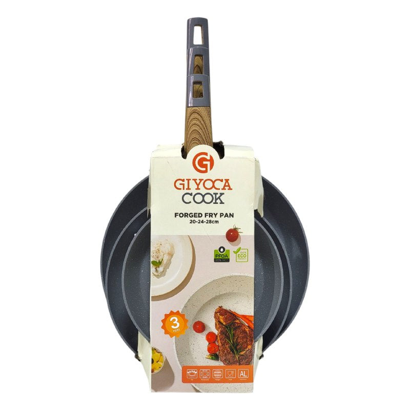 SET DE SARTENES DE ALUMINIO FORJADO ANTIADHERENTES 3PCS GIYOCA COOK