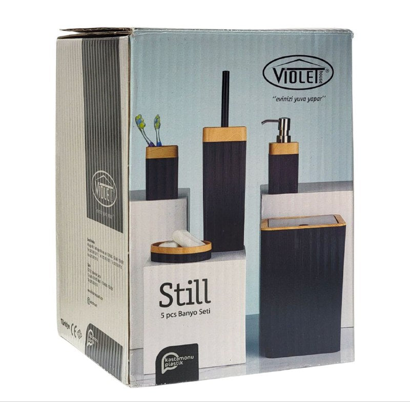 DISPENSADOR DE JABON LIQUIDO EN SET PARA BAÑO DE 5 PIEZAS, DISFRUTA DE UN BAÑO ORDENADO Y ELEGANTE VIOLET HOME