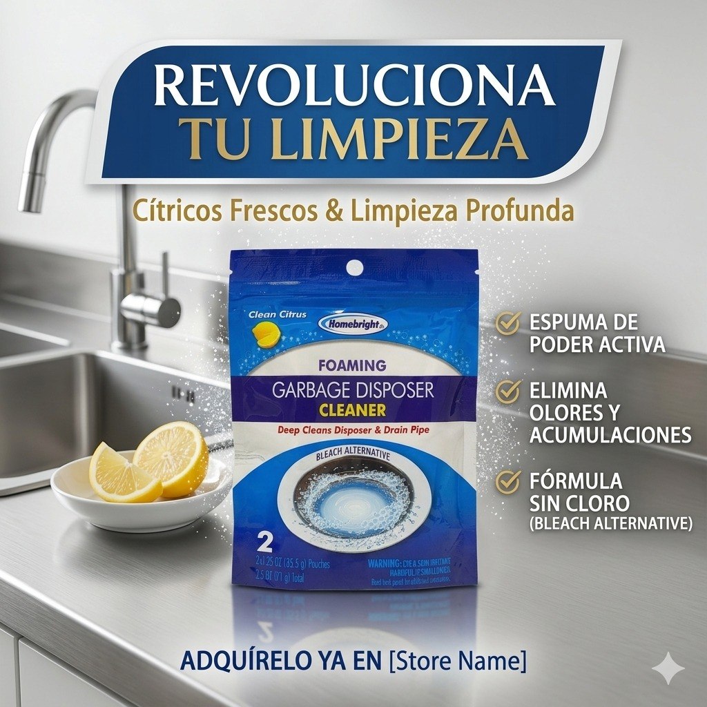 LIMPIADOR ESPUMOSO PROFUNDO DE TUBERIAS Y TRITURADORES CON AROMA CITRICO HOMEBRIGHT 71G