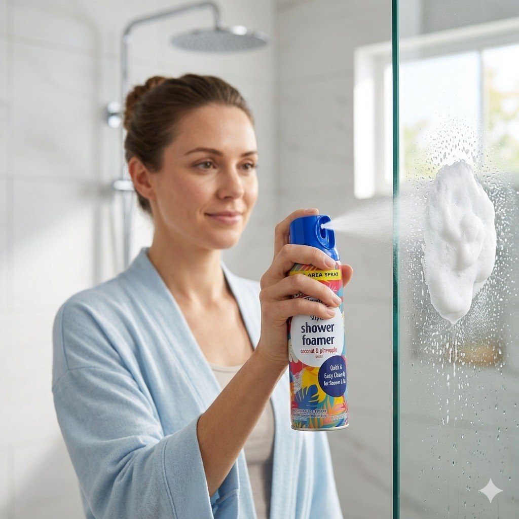 ESPUMA LIMPIADORA ACTIVA PARA DUCHA Y BAÑO CON AROMA A COCO Y PIÑA HOMEBRIGHT 340G