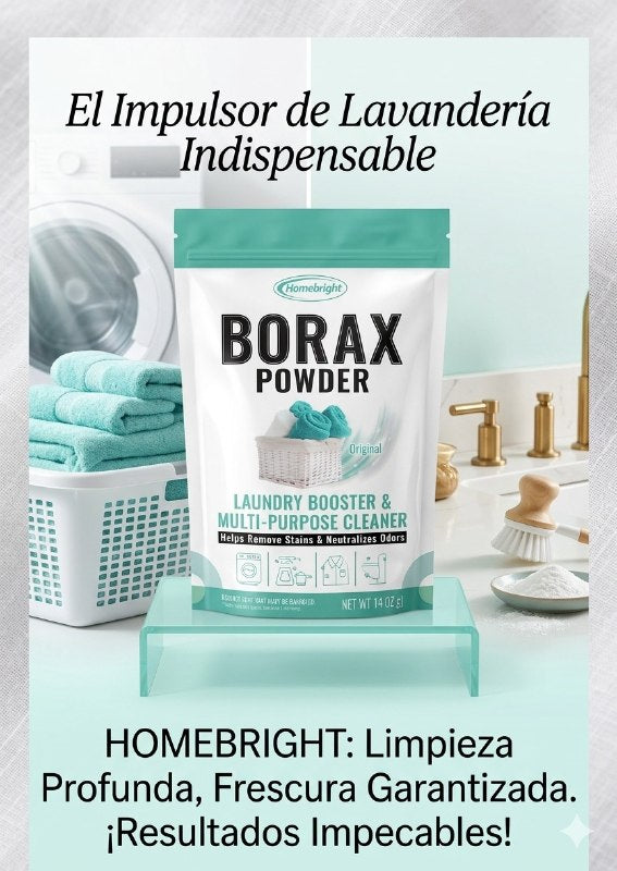 POLVO DE BORAX MULTIUSO DE LIMPIEZA PROFUNDA Y DESODORIZANTE HOMEBRIGHT 397G