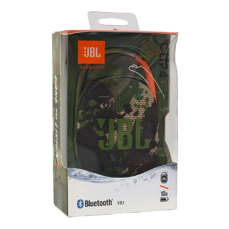 PARLANTE ALTAVOZ BLUETOOTH, AUDIO SORPRENDENTE GRANDE Y GRAVES FUERTES, BATERIA 10H, APRUEBA DE AGUA Y POLVO IP66 JBL HARMAN CLIP4