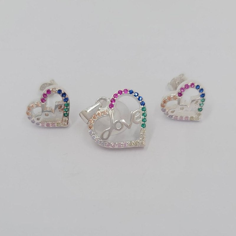 PSET2404 SET FORMA CORAZON LOVE PLATA 9.25