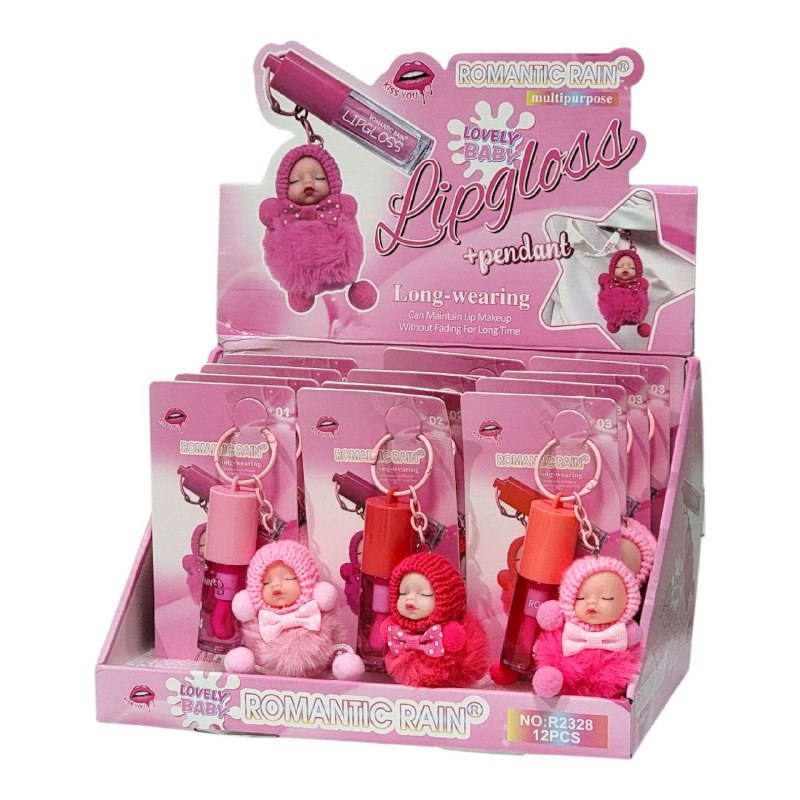 BRILLO LABIAL LIPGLOSS BRILLO DE LABIOS CON LLAVERO, DE LARGA DURACION SIN DECOLORARSE ROMANTIC RAIN