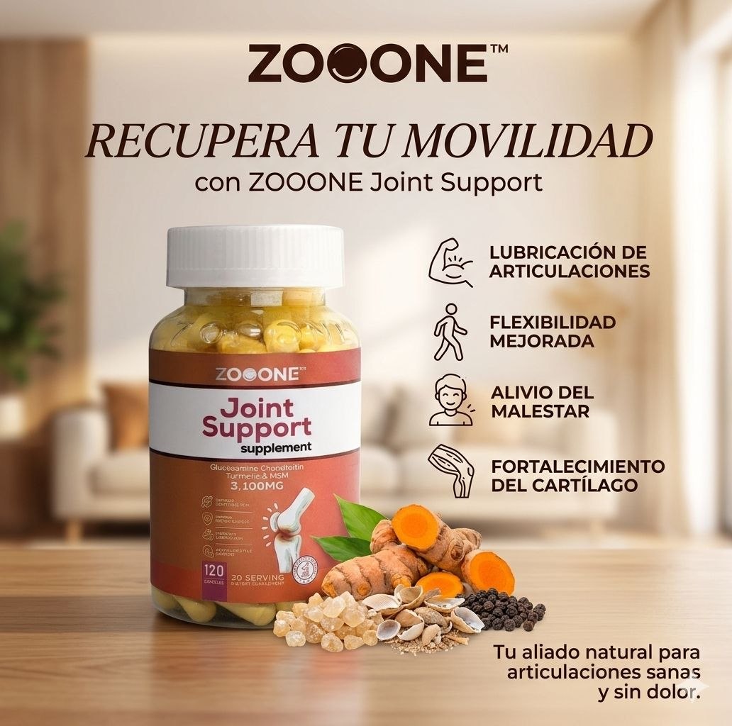 SUPLEMENTO NUTRICIONAL PARA LAS ARTICULACIONES CON GLUCOSAMINA CONDROITINA CURCUMA Y MSM ZOOONE 120UND