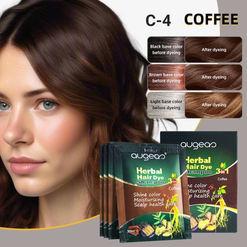 SHAMPOO TINTE PARA EL CABELLO EN BOLSA AUGEAS HERBAL COFFEE C-4 30ML