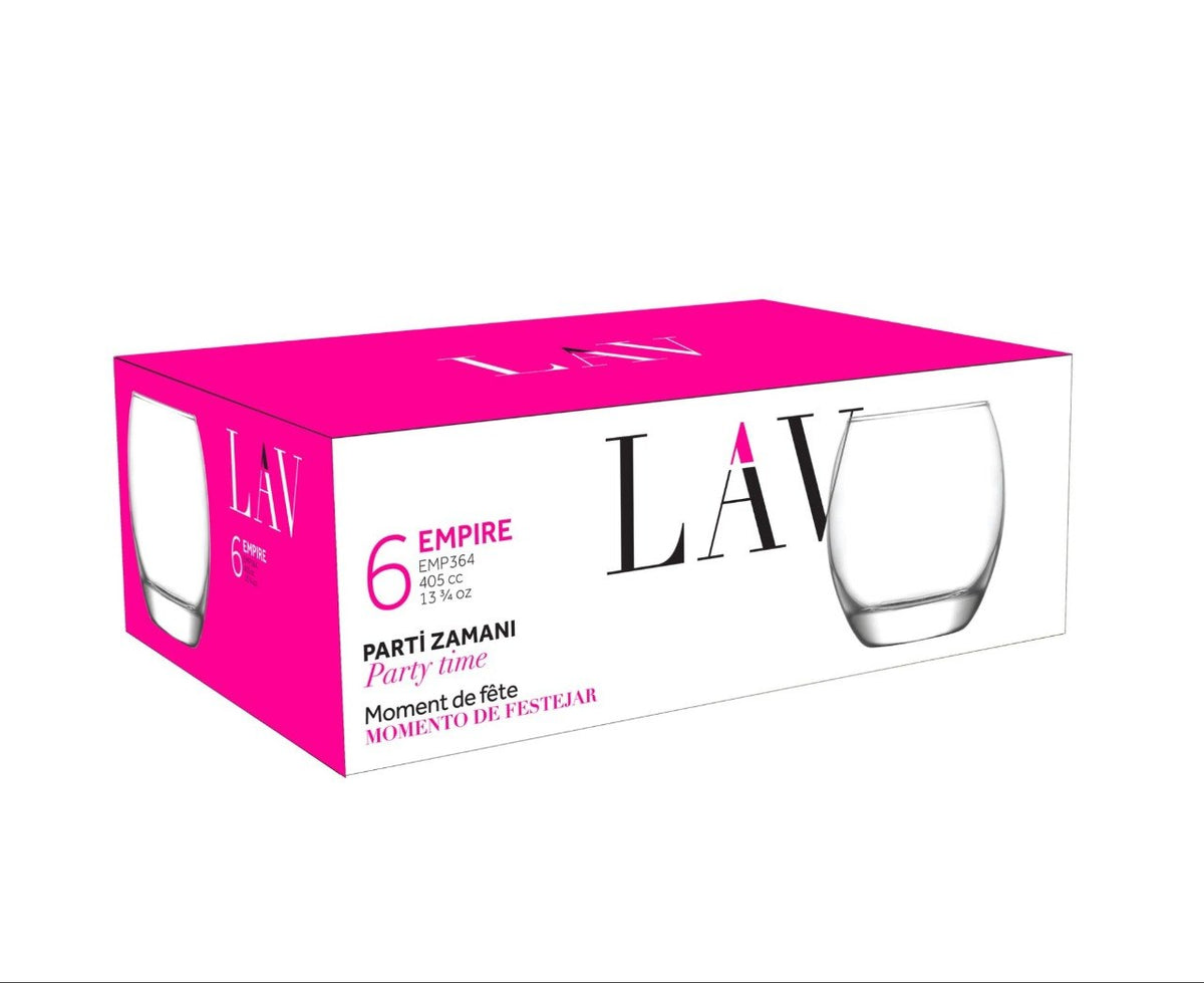 SET DE VASOS DE VIDRIO ELEGANTES Y MORDERNOS 6PCS LAV 390ML