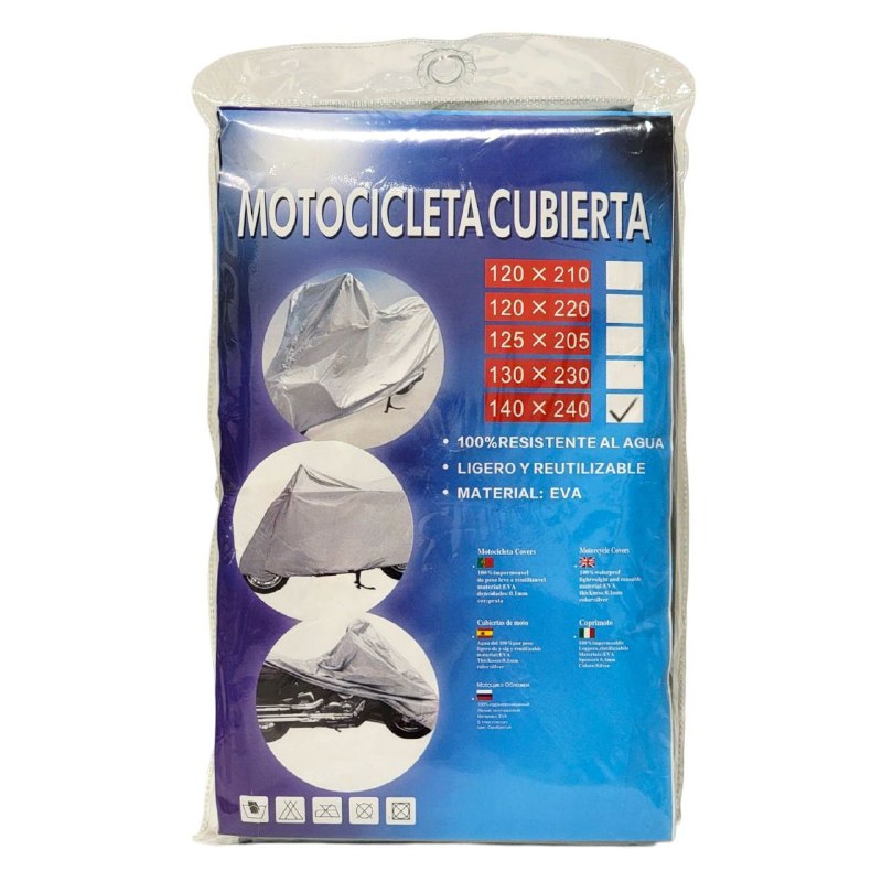 CAPOTE FORRO PARA MOTOCICLETA, CUBRE EL 100%, RESISTENTE AL AGUA, LIGERO, REUTILIZABLE 140X240CM