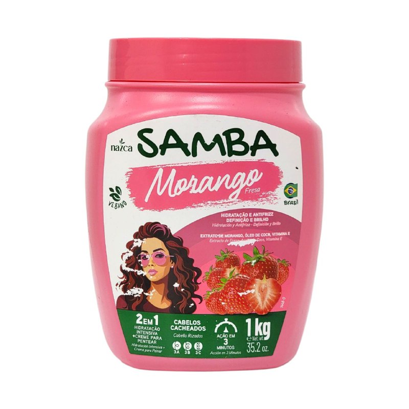 CREMA PARA PEINAR 2 EN 1 DE ACEITE DE COCO Y VITAMINA E HIDRATANTE ANTIFRIZZ NAZCA SAMBA 1KG