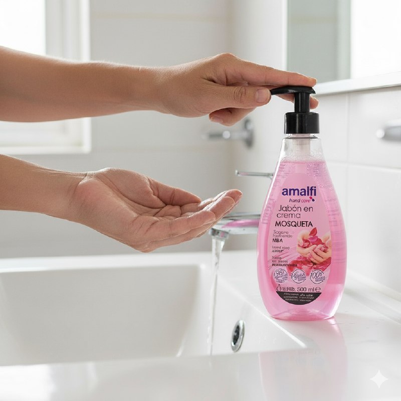 JABON DE MANOS CON AROMA A ROSA MOSQUETA SUAVIZANTE AMALFI 500ML
