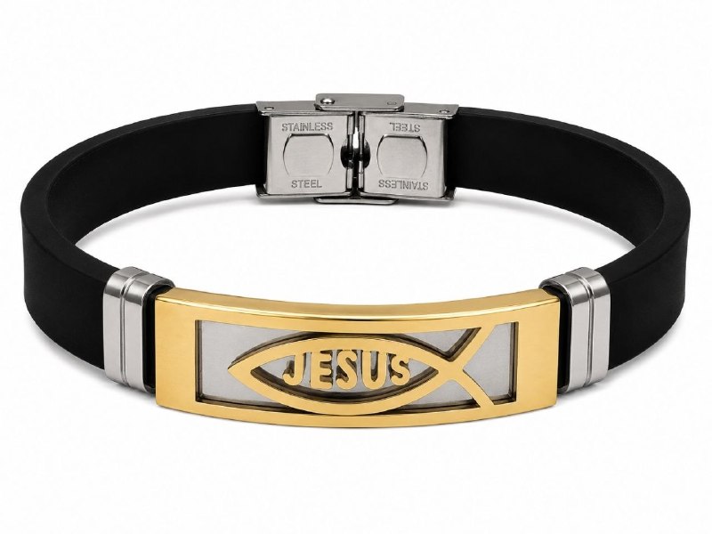 PULSERA DE ENCHAPE PARA CABALLERO, PESCADO (JESUS) 21CM