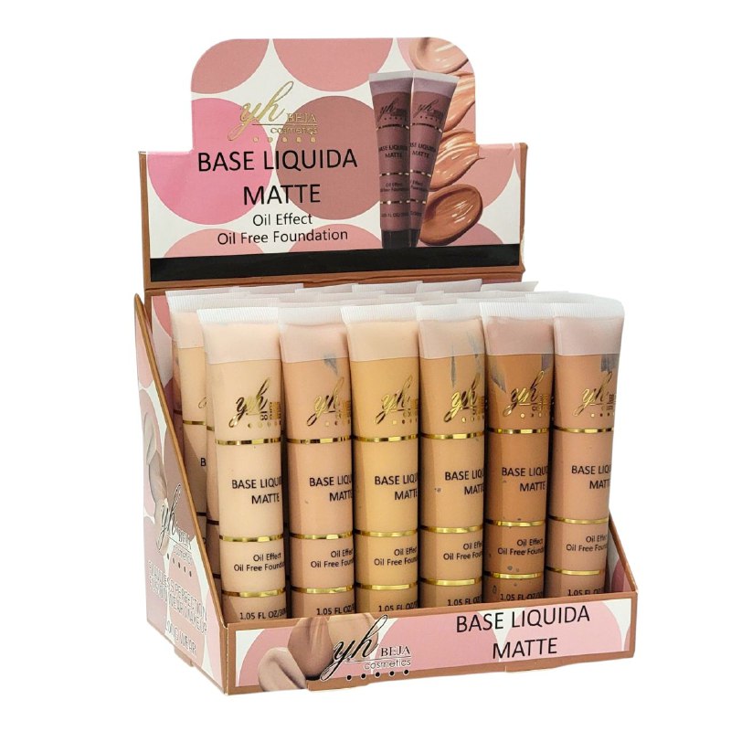 BASE DE MAQUILLAJE LIQUIDA MATTE SIN ACEITE, 6 TONOS YH BEJA COSMETICS 65ML