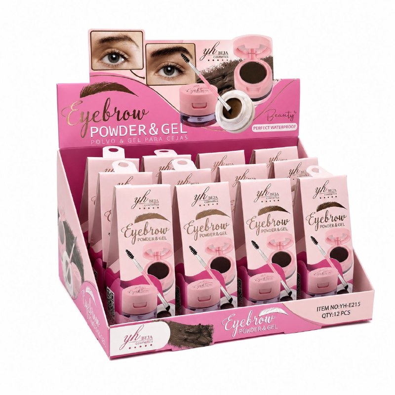 KIT DE POLVO Y MASCARA GEL PARA CEJAS A PRUEBA DE AGUA YH BEJA COSMETICS 1.6G+2.2G