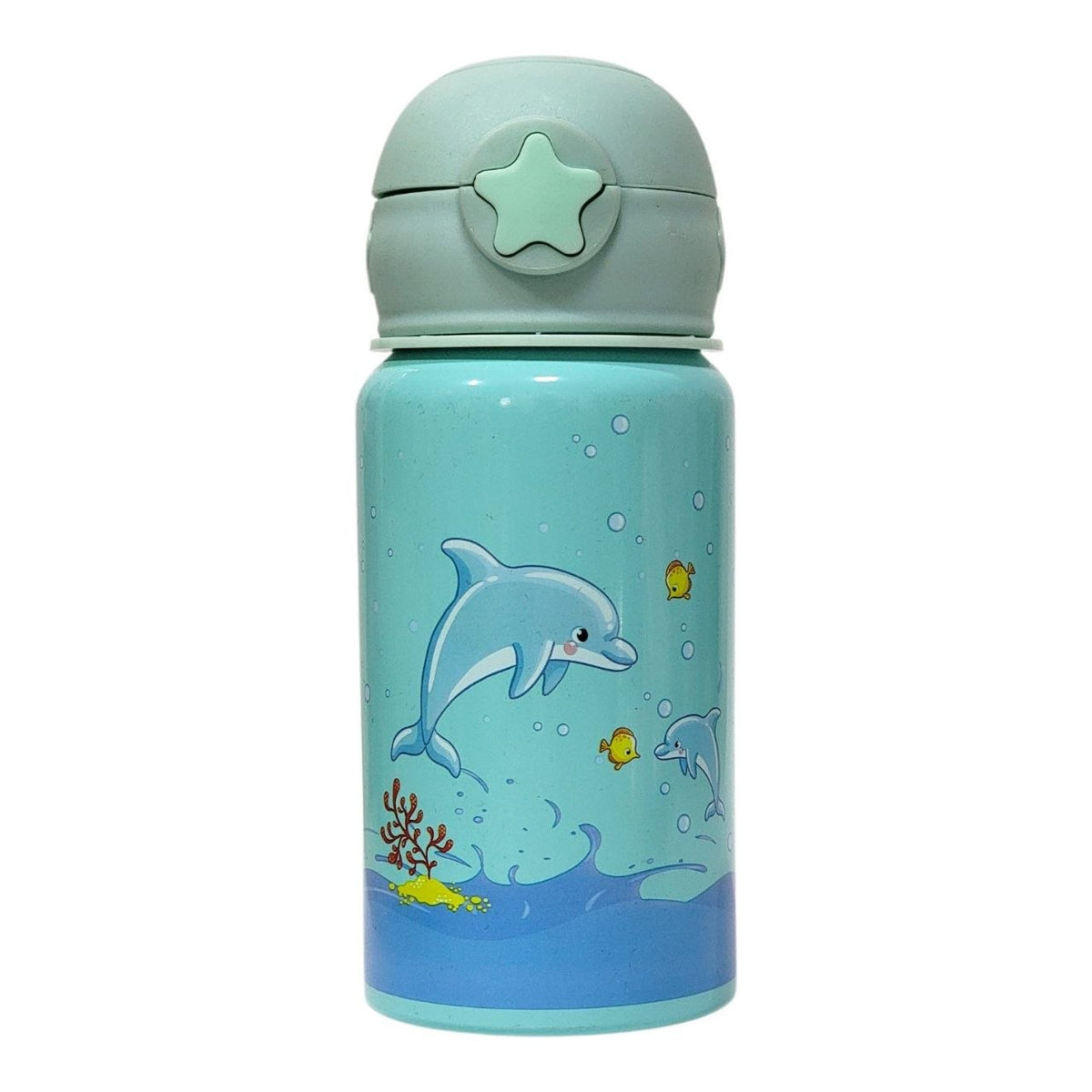BOTELLA INFANTIL DE ALUMINIO PORTATIL CON PAJILLA DE SILICONA 450ML