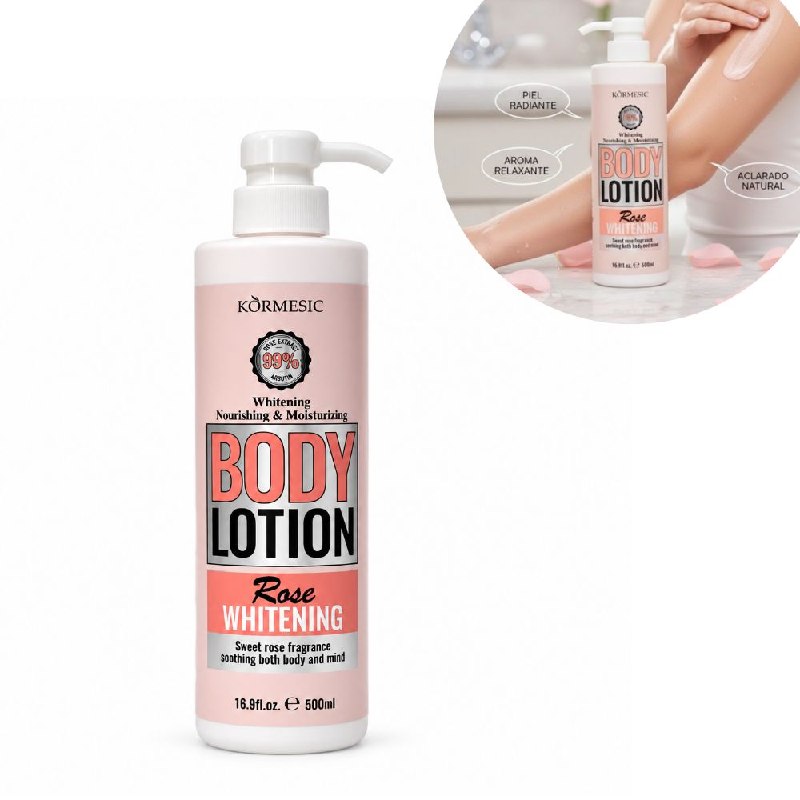 CREMA CORPORAL BLANQUEADORA E HIDRATANTE DE ROSAS KORMESIC 500ML
