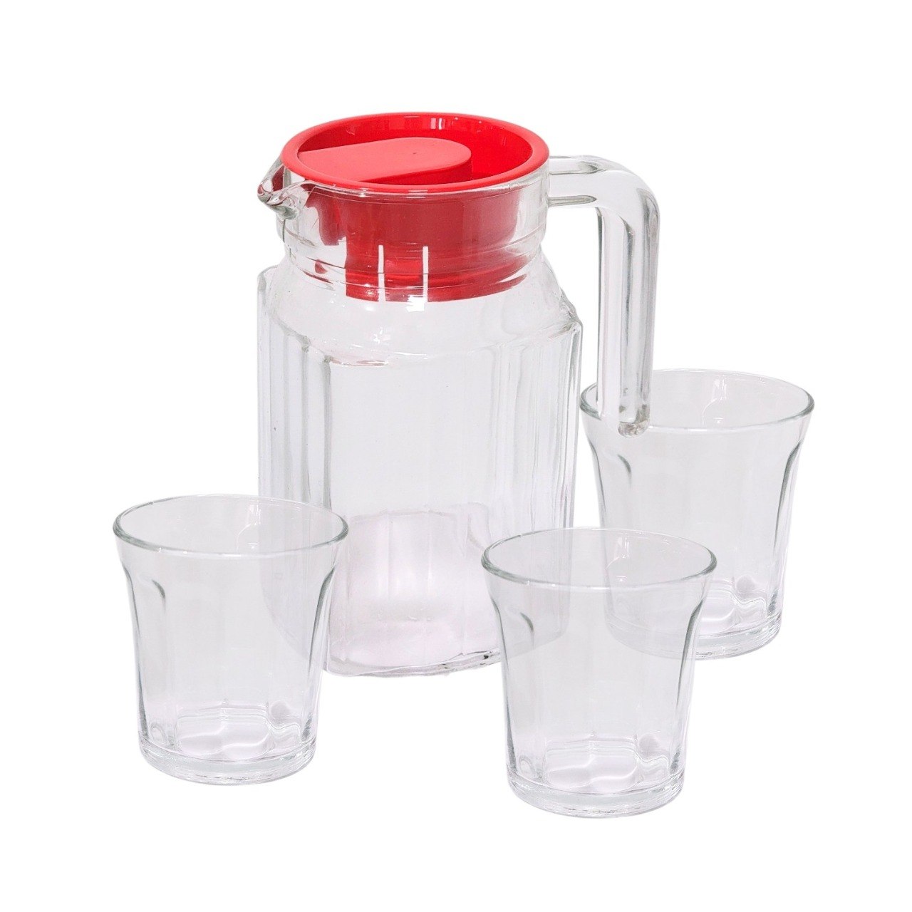 SET DE JARRA Y VASOS DE VIDRIO SOFISTICADOS Y RESISTENTES 4PCS KIMGLASS