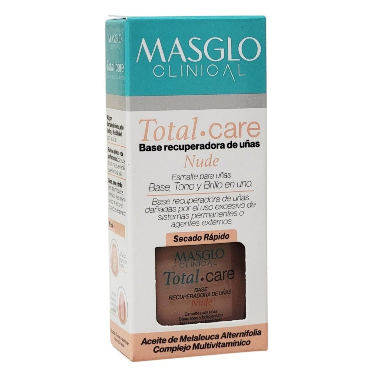 ESMALTE PARA UÑAS NUDE RECUPERADORA COMPLEJO MULTIVITAMÍNICO ENRIQUECIDA CON MICROESFERAS MASGLO CLINICAL 13.5ML