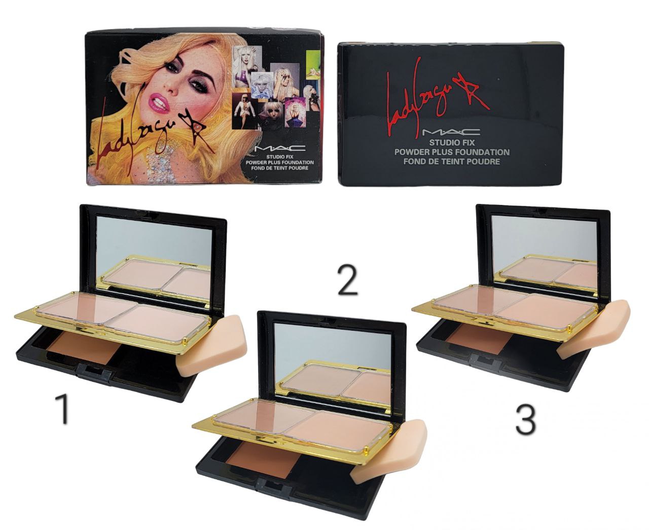 POLVOS DE MAQUILLAJE LADY GAGA MAC 14G, 3 TONOS