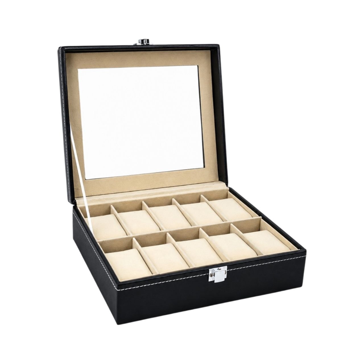 ORGANIZADOR PARA RELOJ FABRICADO CON PIEL SINTÉTICA DE PRIMERA CALIDAD SUAVE CUBIERTA DE TERCIOPELO 21X26CM