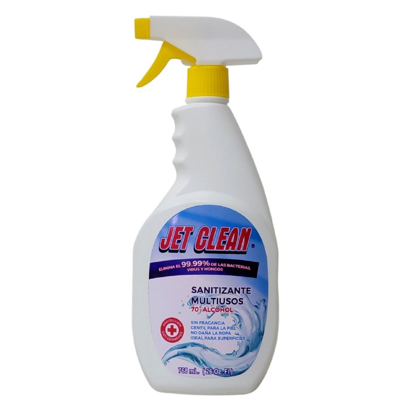 LIMPIADOR SANITIZANTE MULTIUSOS 70° ALCOHOL JET CLEAN 768ML