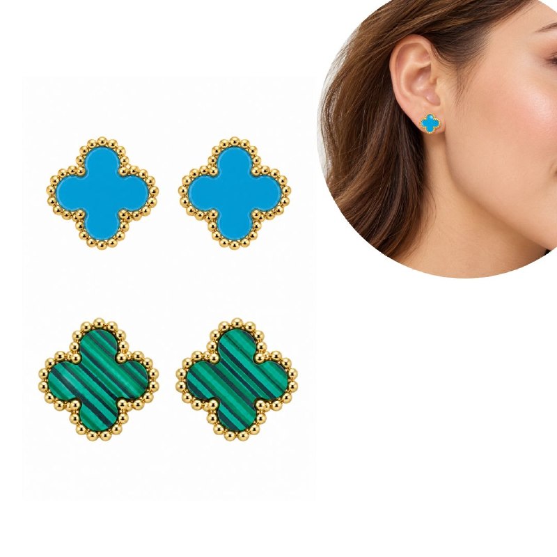 ARITOS DE ENCHAPE PARA DAMA CON DISEÑO DE FLOR 1CM (DUPE DE VAN CLEEF)