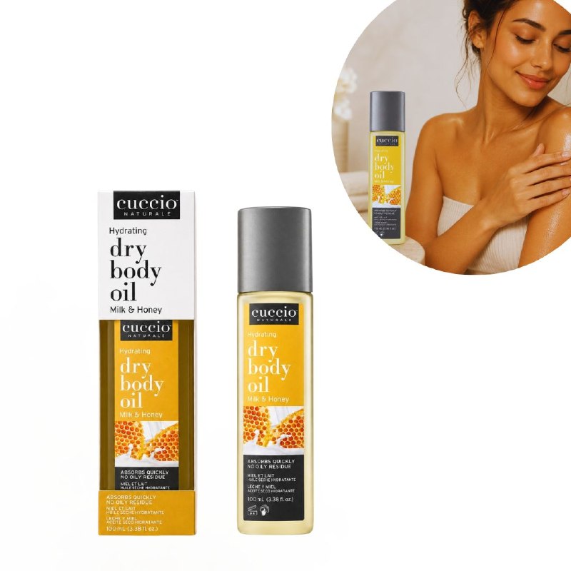 ACEITE CORPORAL SECO HIDRATANTE Y ACONDICIONADOR DE RAPIDA ABSORCION CON AROMA A LECHE Y MIEL CUCCIO 100ML